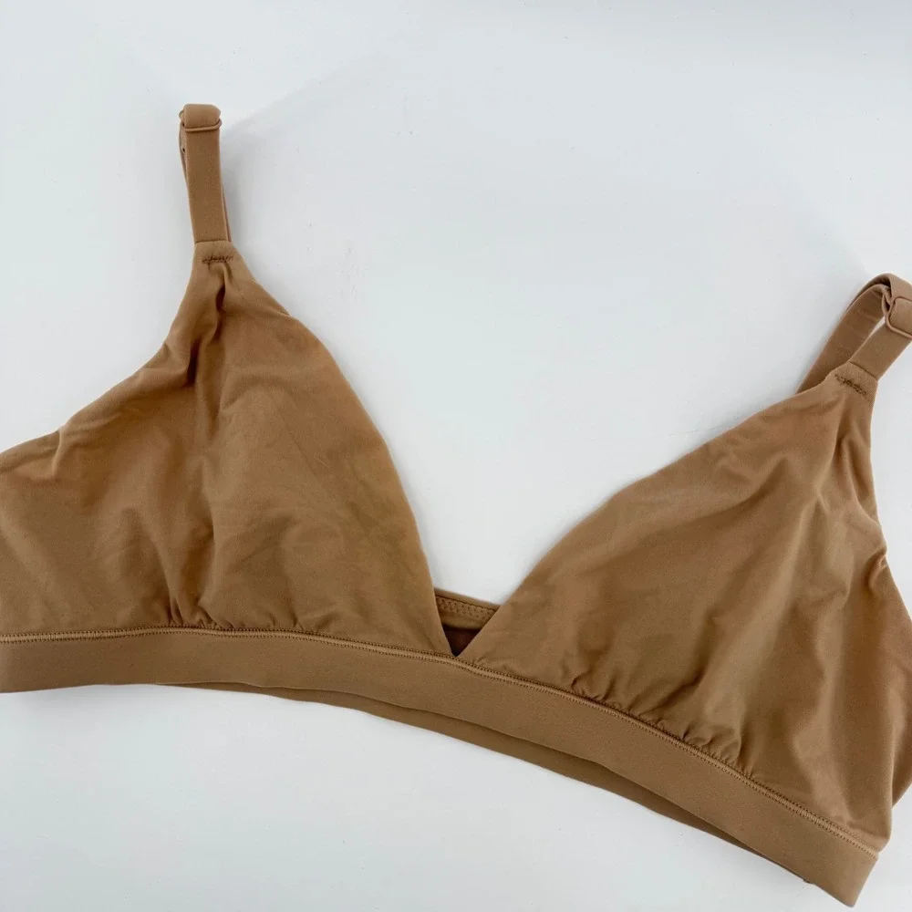 SKIMS Triangle Bralette Womens Large Tan Fits Everybody Wireless Stretch Bra - Picture 2 of 5